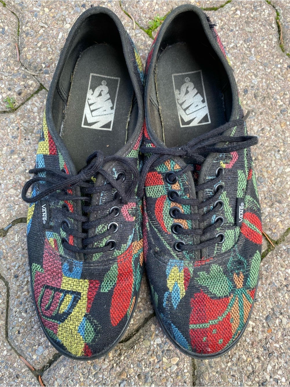 Vans Black Canvas Sneakers with Multicolor Floral Weave